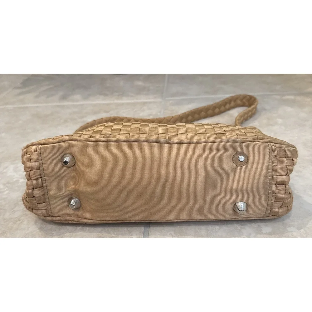 The Sak Shoulder‎ Bag Brown Beige Woven Purse Charm Viscose Staple Yarn *See